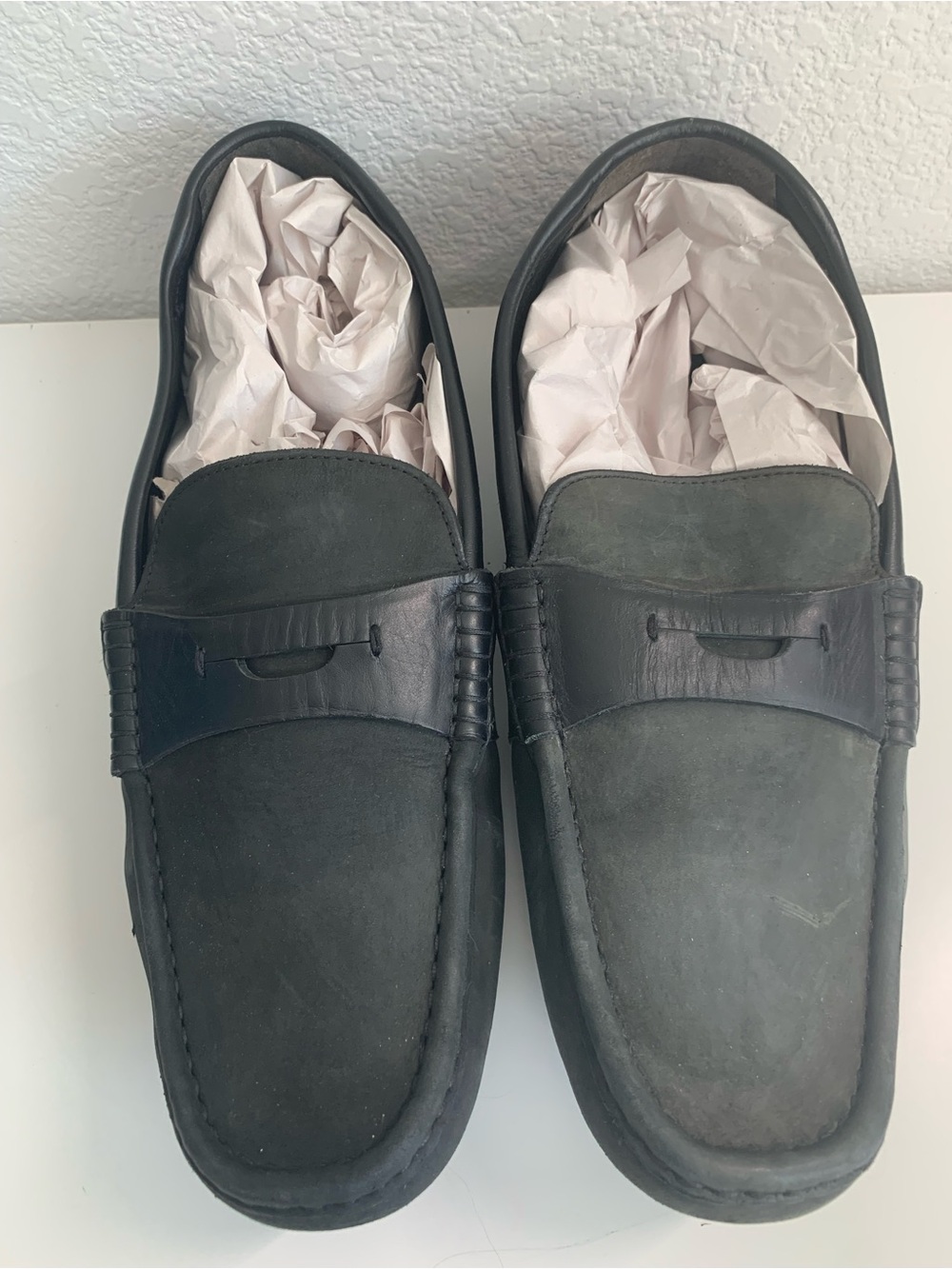 Boss Gray Suede & Leather Penny Loafers